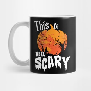 Halloween Pumpkin Fishing Rod Angling This Is Reel Scary Mug